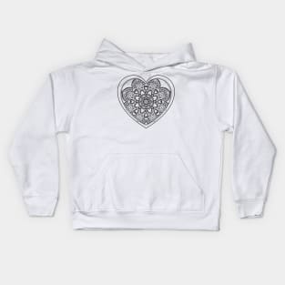 Mandala heart and zentangle patterns Kids Hoodie